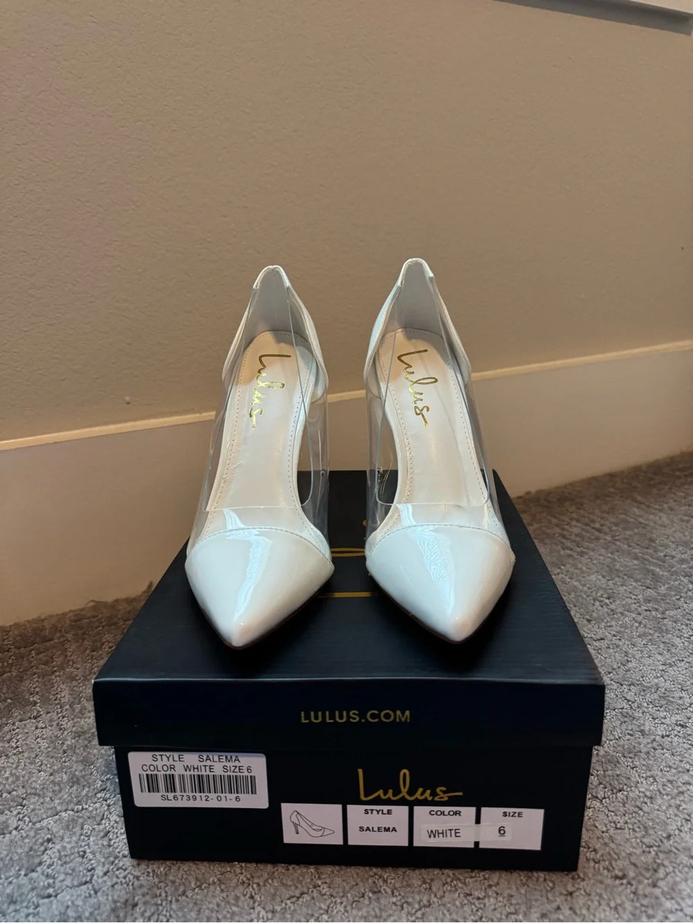 Lulu's Salema White Patent Pointed-Toe Pumps